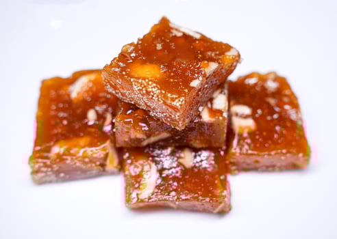 Indian sweet Sliced Halwa, traditional festival dessert photo