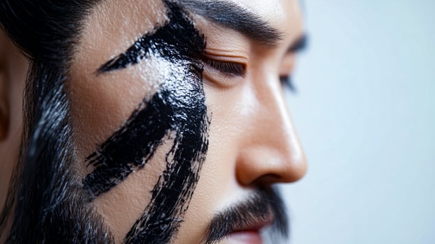 A man with a beard and painted face photo