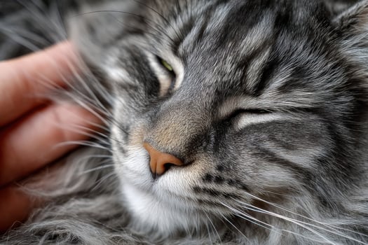 A close up of a cat with its eyes closed photo