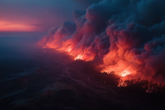 A large fire is burning in the sky photo