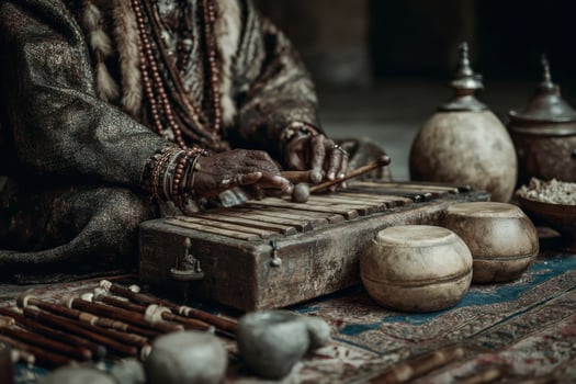An old man playing a musical instrument photo