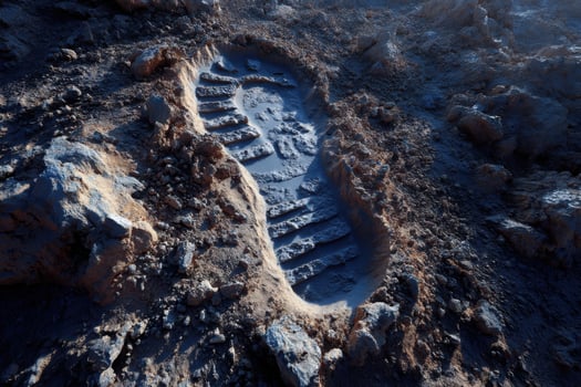 An image of a shoe in the middle of a desert photo