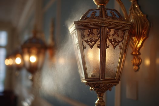 A wall light with steam coming out of it photo