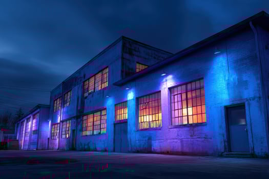 A building with blue lights photo
