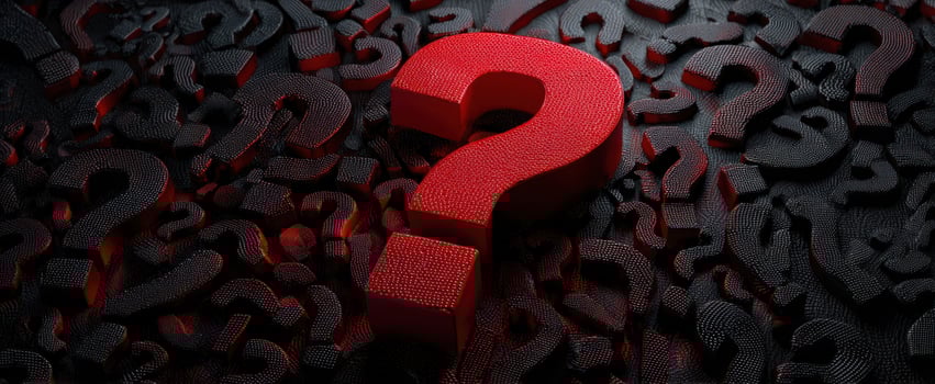 The Bold Red Question Mark Against a Dark Textured Background photo