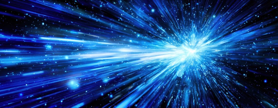 The breathtaking blue explosion of light in the cosmic universe. photo
