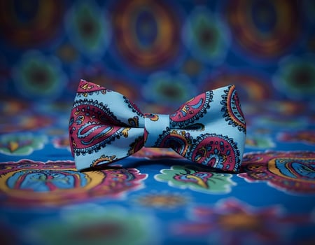 Paisley Bow Tie on a Colorful Fabric photo