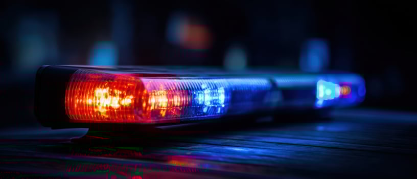The Vibrant Emergency Light of a Police Vehicle Shining in the Night photo