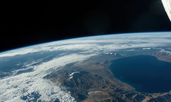 Earths horizon and atmosphere seen from space photo