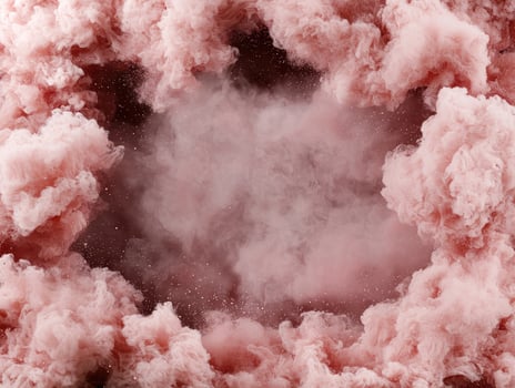 Dreamy pink smoke cloud with ethereal dust particles photo