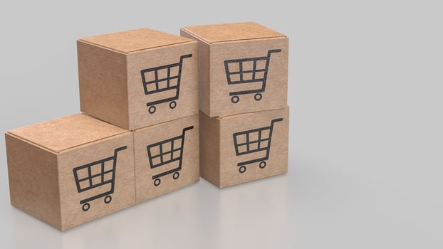 Card box for shopping transportation on line concept 3d Rendering. photo