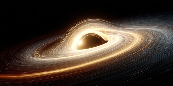 Black hole pulls matter in outer space for science books and presentations photo