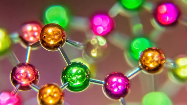 Colorful Molecular Structure Glowing with Science and Energy. photo