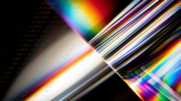 Vivid Rainbow Light Refractions Through Crystal Prism. photo