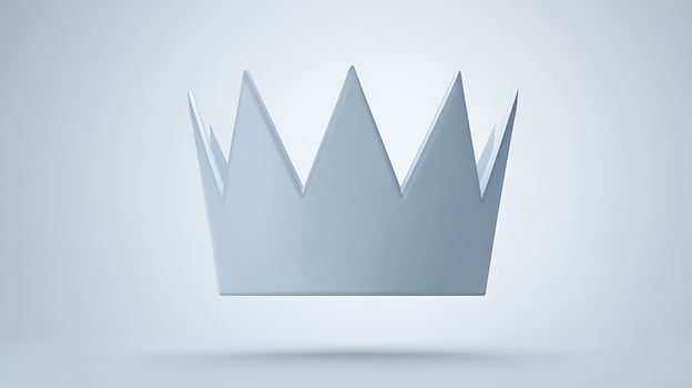 Simple Clean Light Blue Crown Symbol Floating in Soft Light. photo