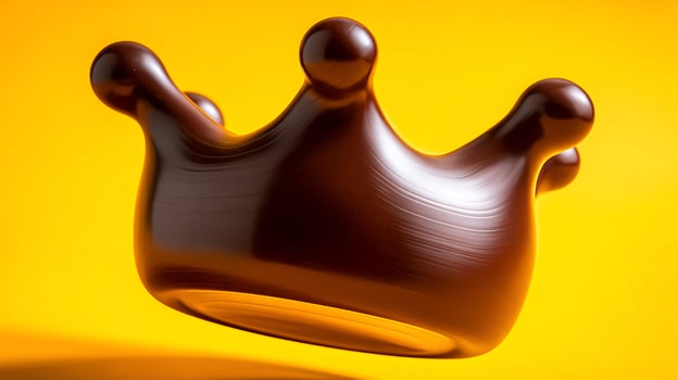 A chocolate crown on a yellow background photo