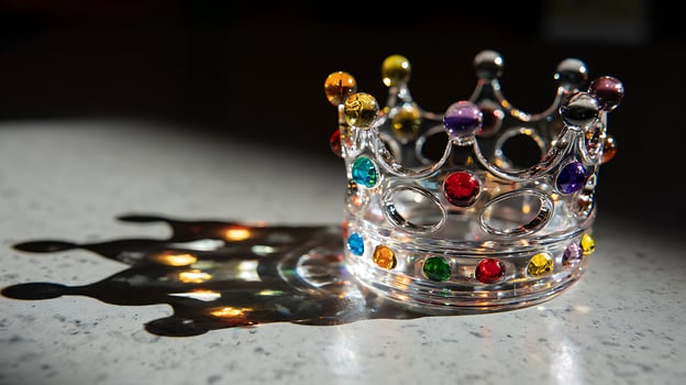 A crown with many colored stones on it photo