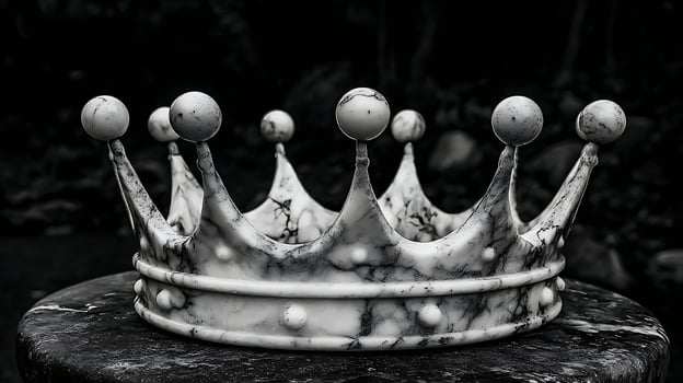 Majestic Marble Crown on a Dark, Reflective Surface. photo