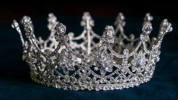 Regal Sparkle Exquisite Diamond Crown on Dark Velvet. photo