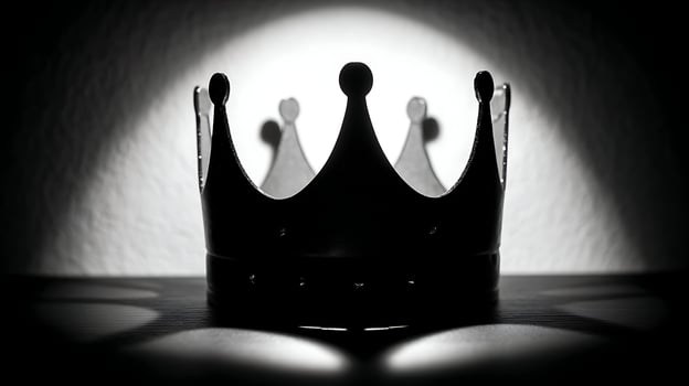 Silhouette of a Crown Evoking Royalty and Power in Dramatic Light. photo