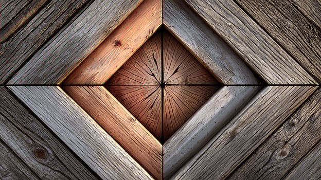 Rustic Wood Texture with Diagonal Grain and Central Diamond Pattern. photo