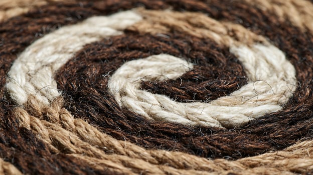 Close Up of Rustic Woven Rope Texture in Spiral Pattern. photo