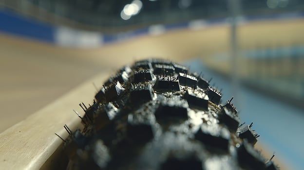 Extreme Close Up on a Bicycle Tire Tread with Bokeh Background. photo