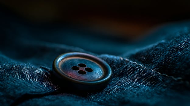 Extreme close up of a dark textured fabric with a vintage button. photo