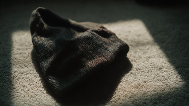 Cozy Folded Scarf Bathed in Warm Sunlight. photo