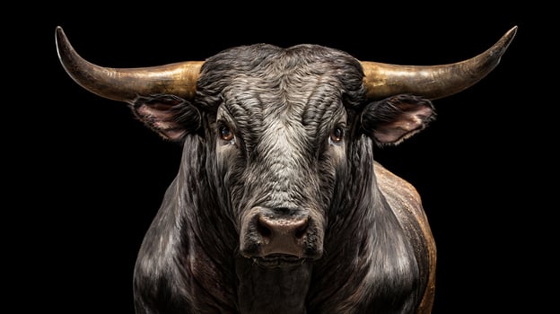 Majestic Bull's Intense Gaze A Symbol of Strength and Power. photo