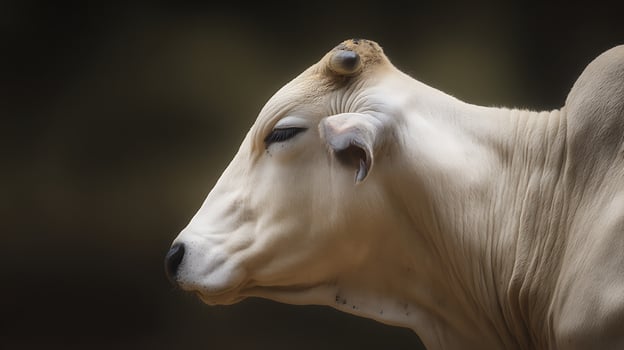 Gentle Giant Close Up Portrait of a Serene White Cow's Face. photo