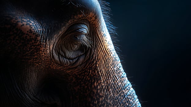 Majestic Elephant Eye Up Close Revealing Intricate Skin Texture and Whiskers. photo