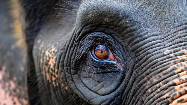 A Gentle Giant's Eye Extreme Close Up of an Elephant's Face. photo