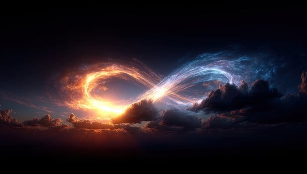 The infinity symbol is seen in the sky photo