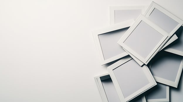 Clean Minimalist White Frames Mockup on White Background, Perfect for Art, Photography, or Gallery Display. photo