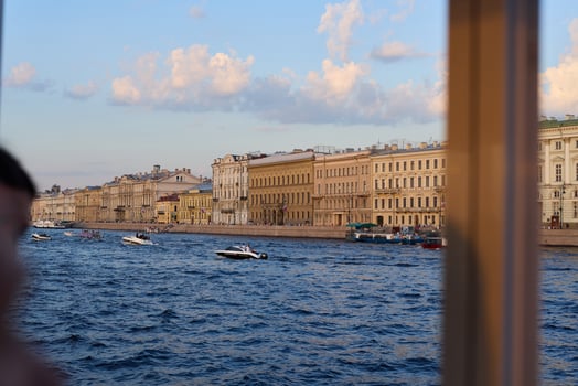 A Beautiful Scenic View of Waterfront Architecture Captured at Sunset During Evening Hours photo