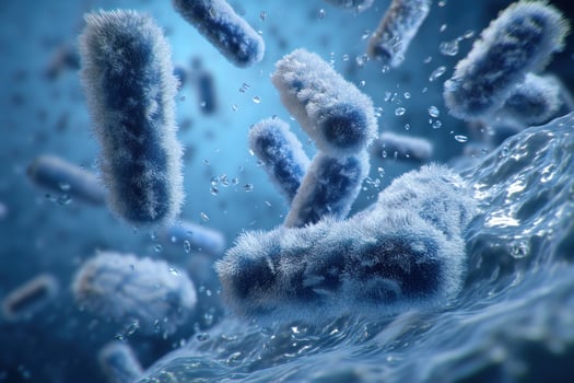 Bacteria in water with bubbles photo