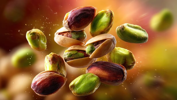 Pistachios nuts falling from the sky photo