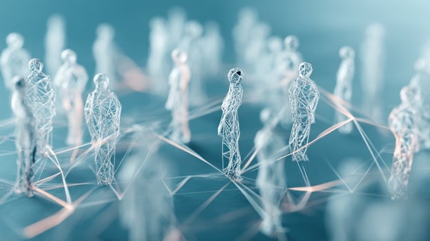 Abstract figures network in 3D render for social networking or connections photo