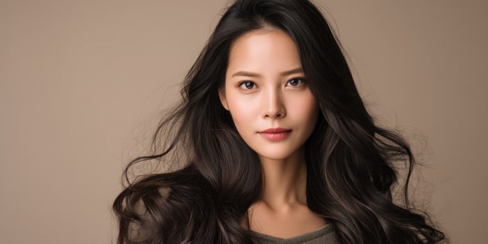 Beautiful asian woman with long hair photo