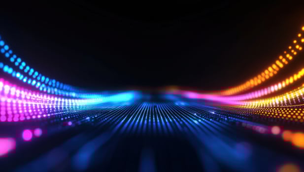 Abstract glowing light streaks futuristic pathway photo