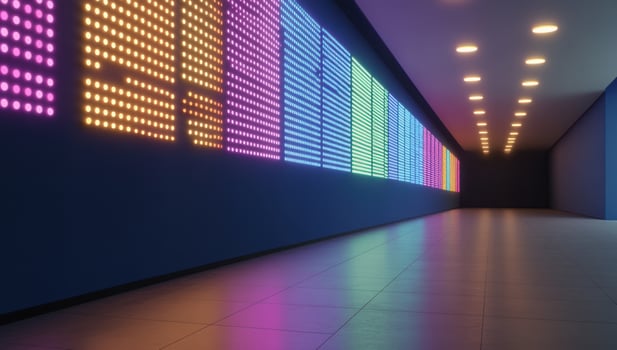 Colorful LED Wall Corridor Interior photo