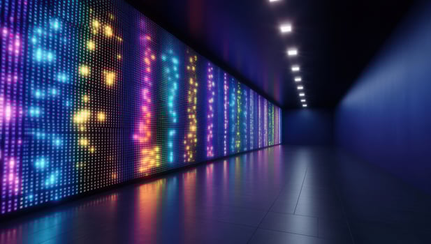 Futuristic LED wall tunnel interior photo
