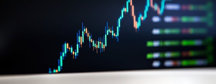 Abstract financial chart with fluctuating stock prices on a blurred display photo