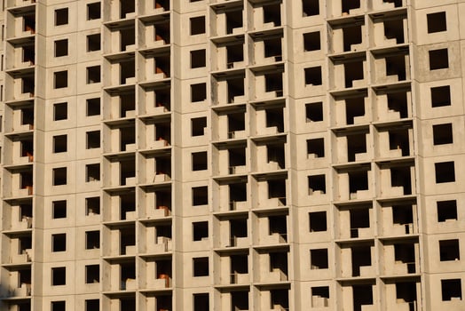 Abstract Patterns Found on the Facade of a Contemporary Concrete Building Design photo