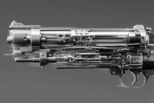 A gun with a metal frame and a metal barrel photo