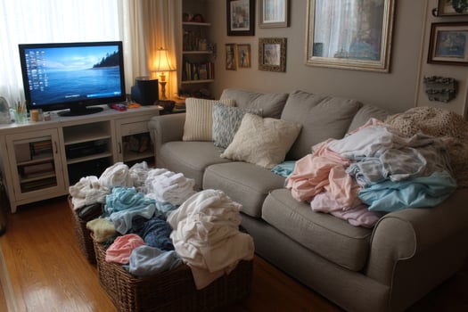 A couch with a tv photo