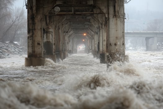 A river is flowing under a bridge photo