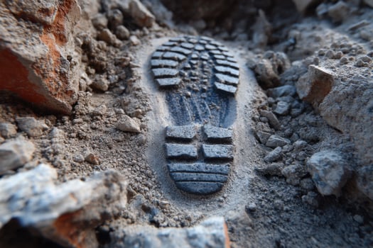 A shoe is sitting in the middle of a pile of dirt photo