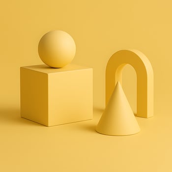 Geometric Still Life of Yellow Shapes in Harmonious Arrangement Modern Abstract Composition for Art and Design Projects photo